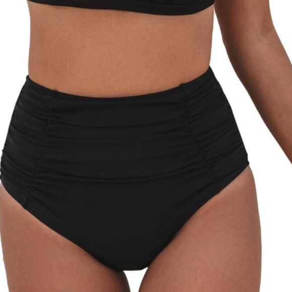 Pants - Black High Waist Textured Shorts
